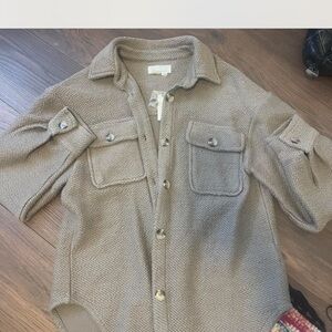 Anthropologie nwt brown Tan Button-Up Shirt Jacket size xs